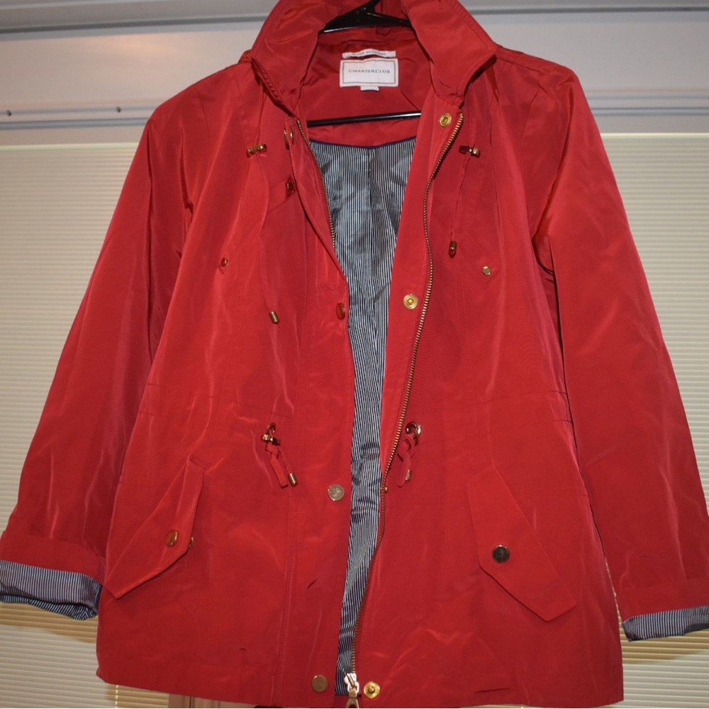 Charter Club Vibrant Red Rain Jacket